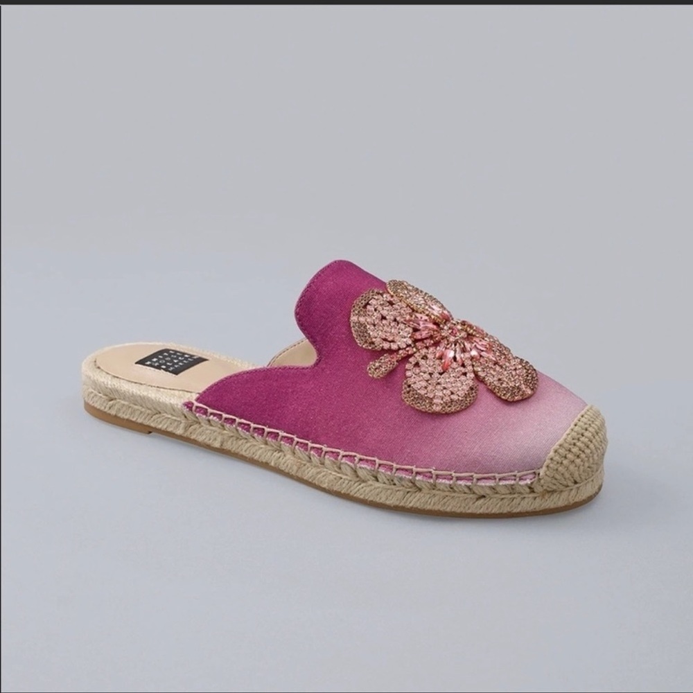 NWT White House Black Market espadrille slide slip on flats sandals
